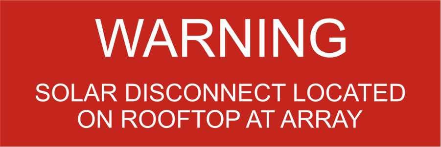 LB-040025-103 - Warning Solar Disconnect Located On Rooftop At Array. - 1x3 Inches - Red Background with White Text, Plastic.-Accurate Signs and Engraving - Solar Tags