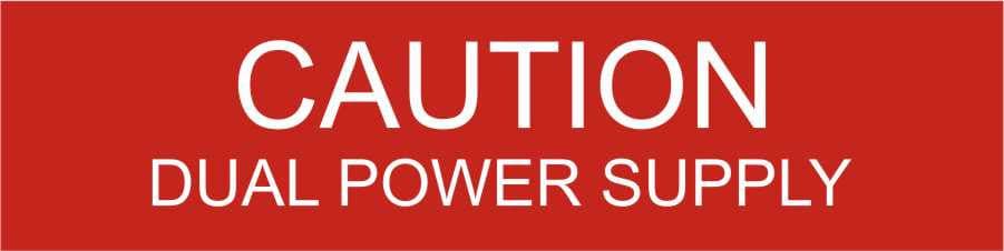 LB-050080-103 - Caution Dual Power Supply - .75x3 Inches - Red Background with White Text, Plastic.-Accurate Signs and Engraving - Solar Tags