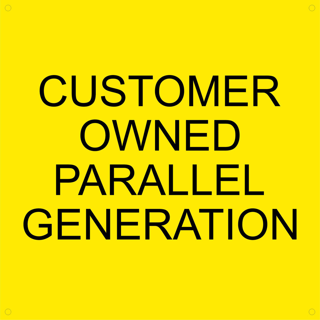 LB-080082-343 - Customer Owned Parallel Generation - 10x10 Inches - Yellow Background with Black Text, Plastic.-Accurate Signs and Engraving - Solar Tags